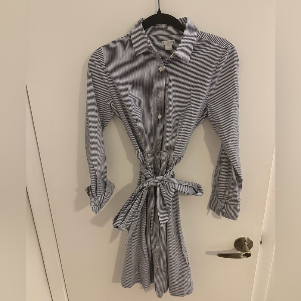 J. Crew Blue and White Long Sleeve Dress